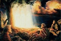 Matthew 17:1-9 The Transfiguration 17 Six days later, Jesus took with him Peter and James and his brother John and led them up a high mountain, by themselves. 2 And he was transfigured before them, and his face shone like the sun, and his clothes became bright as light. 3 Suddenly there appeared to them Moses and Elijah, talking with him. 4 Then Peter said to Jesus, “Lord, it is good for us to be here; if you wish, I will set up three tents here, one for you, one for Moses, and one for Elijah.” 5 While he was still speaking, suddenly a bright cloud overshadowed them, and a voice from the cloud said, “This is my Son, the Beloved; with him I am well pleased; listen to him!” 6 When the disciples heard this, they fell to the ground and were overcome by fear. 7 But Jesus came and touched them, saying, “Get up and do not be afraid.” 8 And when they raised their eyes, they saw no one except Jesus himself alone. 9 As they were coming down the mountain, Jesus ordered them, “Tell no one about the vision until after the Son of Man has been raised from the dead.”